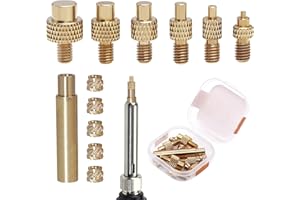 AIMEKE 6 Stück Lötkolben Einschmelzhilfe Set, Universal 936 Lötkolbenspitzen für Gewindeeinsätz Einschmelzmuttern M2 M3 M4 M5 M6 M8 Kompatibel mit 3D Drucker Zubehör mit 5 Stk M4 Innengewinde Rändelmuttern