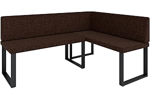FURNISTAR Eckbank Akiko Metal - Eckbankgruppe für Ihrem Esszimmer, Küche modern, Sitzecke, Essecke. Perfekt für Küche, Büro und Rezeption. Solide und Starke Verarbeitung. (INARI 28, 196x142cm rechts)