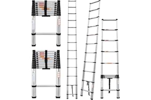 VICKYHOME 2.6M/8.5FT Multi Step Aluminium Ladder Telescopic Ladder, Extendable Loft Ladders Portable Telescoping Ladder Foldable Steps Ladder with EN131 Standard for RV Loft