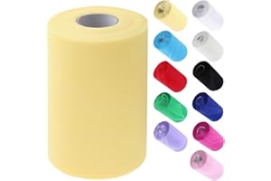 MCHODARE Tulle,Rotolo Matrimonio di Tulle 6 inch x 100 Yard Bobina Tulle per Avvolgere,Tulle Bianco Rotolo Nastro Tulle Rotolo di Stoffa di Tulle Bobina di Tulle ((C05 giallo chiaro))