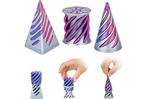 3 Stück Impossible Cone 3D, Spiral Cone Fidget Toy, Fidget Spirale, 3D-Wirbel, Kegel Obilo, 3D Impossible Pyramid Pass Through Anxiety Relief Toy, für Kinder und Erwachsene (Silber Blau)