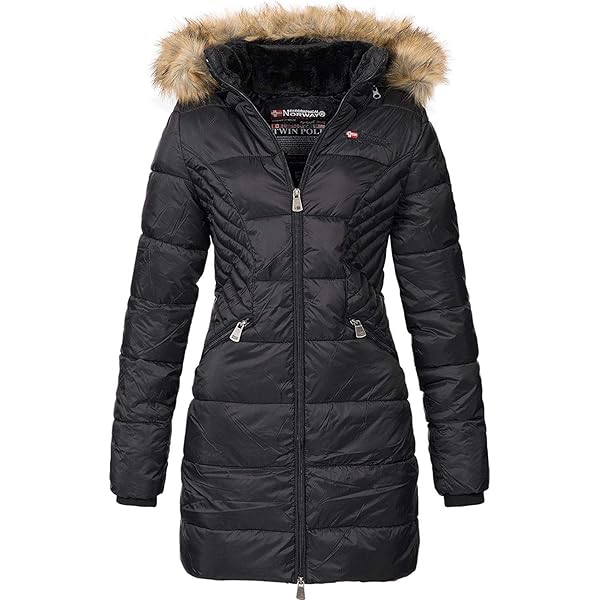 Geographical Norway Chani Lady - Chaqueta Mujer Cálida Esqui - Abrigo Para Mujeres Con Capucha Sintética - Parka Elegante