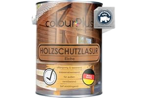 COLOURPLUS FARBE UND MEHR colourPlus® Lasure bois extérieur (2,5L, Chêne) lasure pour bois satinée lasure bois extérieur – peinture aqueuse – Lasure bois – lasure bois extérieur – Fabriquée en Allemagne