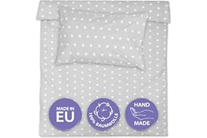 TOTSY BABY Funda nórdica Infantil 90 x 120 cm - Juegos de Cama Infantiles con Funda de Almohada de 60x40 cm cm de algodón Gris con Estrellas Blancas