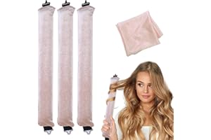 MPXEAVG 3 Pcs Heatless Hair Curlers, Rizos sin Calor, Rizos para el Cabello Durante la Noche, Rizadores Durante la Noche con Ganchos, ondas sin calor (Beige, Grande)