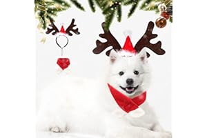 XINCHEN Weihnachts-Hunde-Stirnband-Set Verstellbare 3D Weihnachten Hund Weihnachtsmütze Haustier Stirnband Weihnachten Rentier Geweih Stirnband für Haustier Hund Katze