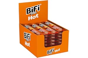 ‎BIFI BiFi Hot – 40er Pack (40 x 22,5g) - Pikante Salami Sticks – Original Wurstsnack To Go - Luftgetrocknet- für Unterwegs, im Büro oder beim Sport - mit Pfeffer, Chili & Knoblauch