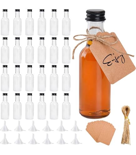 Lot De 24 Mini Bouteilles Liqueur 100ml - Petites Bouteilles à Remplir Avec Bouchon Vis, Pour Jus, Spiritueux, Huiles - WEGREAT