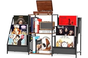 STYPLZ Supporto per giradischi, a 3 livelli, per riporre dischi in vinile fino a 200 album, 123 x 30 x 73 cm, supporto per la visualizzazione e la conservazione in soggiorno, camera da letto