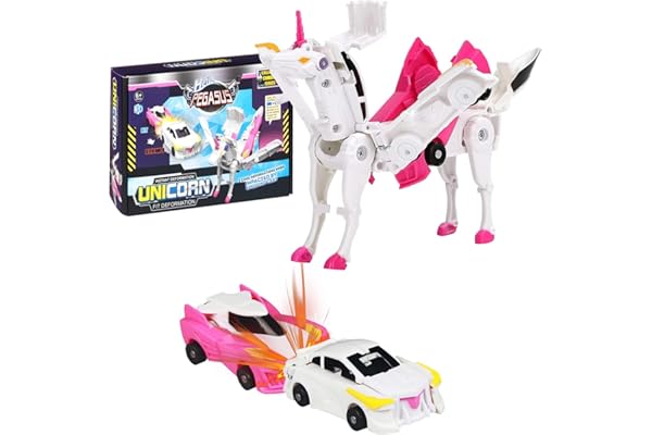 Goorder Jouets pour enfants de 3 à 8 ans, voiture licorne transformable, déformation automatique des connexions magnétiques, jouet éducatif, cadeau