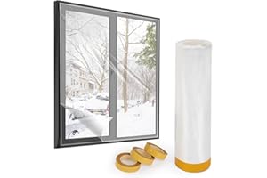 fowong Window Insulation Kit, 1.6m (W) x 10m (L) Clear POF Shrink Thermal Window Film with 3 Rolls Double-Sided Tape, Draft Excluder for Winter, Reduces Heat Loss & Condensation, Fits Most Windows