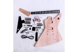 Coban Guitars Electric Guitar DIY Kit EXPBB Black Hardware and Fittings Pickguard Black with Bolt On Neck and Mahogany wood.