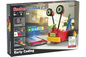 fischertechnik 559889 ROBOTICS – Early Coding, Bausatz für Kinder ab 5 Jahren, Experimentierkasten für 3 Roboter Modelle, zum Bauen & Programmieren, mit Motoren & Sensoren