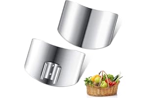 QESSUVNC Protectores de dedos para cortar verduras, frutas, acero inoxidable, dedos, protección de manos, 2 unidades, protección de los dedos, cuchillo, herramienta de corte