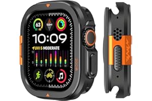 Suphart 2 in-1 Metal Cover Compatible with Apple Watch Ultra 3/2/1 Case 49mm, Rugged Bumper with Back Protector for iWatch Ultra 49mm, Black