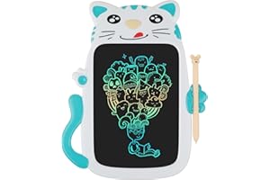 TIOAMY LCD Writing Tablet 8.5 Inch Colorful Screen Handwriting Board Reusable Graffiti Drawing Painting Pad Cat Cartoon Digital Graphic Tablet Educational Tool for Kid Student Gift Battery Included