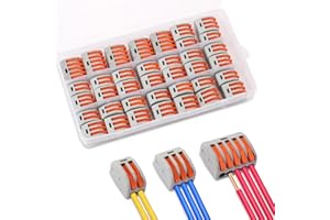 KEEHOM 37 pièces Connecteurs électriques kits avec levier de commande, domino electrique, Rapide Compact Borne Cosses connexion Automatique, pour Fils Solides, Toronnés et Flexibles 2/3/5 entrées