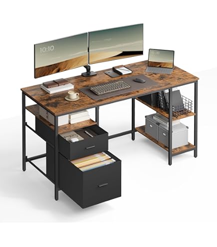 Bureau Industriel LuxHome 120x60x75 Cm – 2 étagères – Métal Et Bois – Neuf