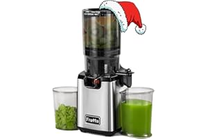 ‎FRETTA Fretta Entsafter Slow Juicer, Edelstahl Entsafter Gemüse und Obst Testsieger, 135MM Öffnung & 1,8L Juicer Machine mit Umkehrfunktion, Einfache Installation, Leicht zu Reinigen, 100% BPA Frei, 250W