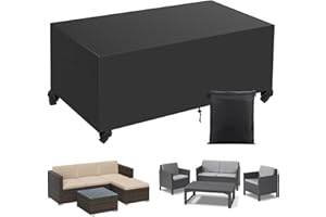 AIPWERER Funda Para Muebles de JardíN,600D Oxford Funda Protectora Para Conjuntos Muebles,Anti Viento Anti Uv Para Mesas Sillas Sofás Exterior Funda Protectoras,Funda Mesa Jardin Cuadrada (213x132x75cm 600D)