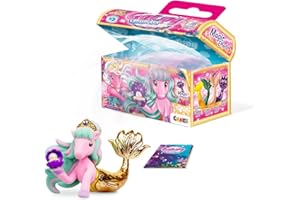 GALUPY Syrenka – 1 x figurka jednorożca z płetwą syrenki w skrzyni skarbów, 18 różnych figurek jednorożca do kolekcjonowania – zabawka jednorożca z kryształem Swarovskiego
