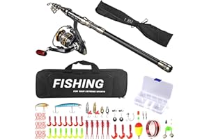 ‎FASPUP Angelrute Set Komplett, Teleskop Angelrute Spinnrute mit Angeln Rute Rolle Kombi Angelköder-Zubehör Tragetasche Fishing Rod Anfänger für Salzwasser-Süßwasser