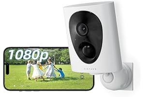 virtavo 1080P Telecamera WiFi Esterno Senza Fili a Batteria, Starlight Lente, Visione Notturna a Colori, Videocamera con Allarme, Rilevamento PIR, Audio Bidirezionale, Impermeabile, SD/Cloud