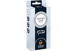 Mister Size - Pura Sensación: Paquete de 10 Preservativos Ultrasensibles (Preservativos Finos con Lubricante Sexual) de Látex Natural y Talla Individualizada - Talla: 57mm