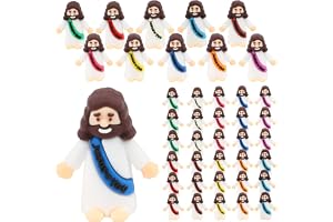 KIMOBER 30 st små Jesus figurer, mini Jesus älskar dig figurer att gömma och söka 10 färger små fickor Jesus figurer för religiösa festgåvor söndagsskola dop gåvor påskäggsfyllare