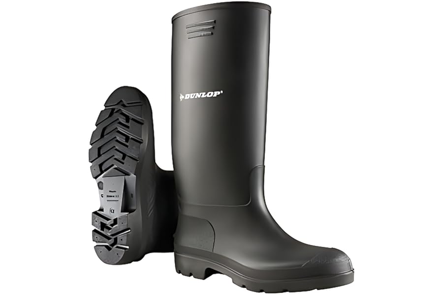 DUNLOP Pricemastor – Classic Waterproof Wellies for Men and Women – Lightweight and CE Certified – Durable PVC Wellies for Work & Leisure – Black – UK Sizes 2.5 to 13