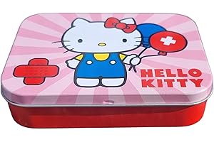 MEVSIM STORE Hello Kitty Rosa Tiritas infantiles con licencia -2piezas- Doos metálicos- 24 tiritas- Atractiva caja de diseño para guardar tiritas para niños- Tiritas adhesivas de diseño- Mochila