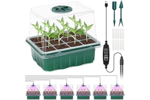 IDEALIFE Zimmergewächshaus Anzuchtkasten, 6 Stück Mini Gewächshaus Anzucht Set mit erhöhten Deckel, Setzling Starter mit Pflanzenlichter mit vollem Spektrum, Tabletts Treibhaus Anzuchtschale für Pflanze
