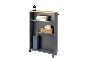 ‎ELUNO eluno Bad-Rollwagen, Küchen-Nischenwagen, Küchenwagen, Bad-Organizer mit 3 Ebenen, Holz (Grau)