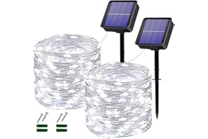 OREUNIK Guirlande Lumineuse Exterieur Solaire, [Lot de 2] 240LED 24M Guirlande Solaire 8 Modes Fil de Cuivre Étanche Décoration Guirlande Lumineuse pour Jardin, Mariage, Fête, Terrasse, Chambre, Balcon