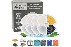 ‎EWILIBE Ewilibe Trinkbrunnen Filter Trinkbrunnen für Katze Ersatzfilter für Katzen und Hunde Aktivkohlefilter für 2.5L Edelstahl Katzenbrunnen und 2L Wasserbrunnen (4 Stück)