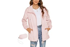 Rapbin Damen Regenjacke Leicht Wasserdicht Regenmantel Windbreaker Dünne Packbar Reisen Fahrrad Regenjacken Windjacke