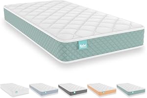 Nalui - Colchón Cuna Viscoelástico 120 x 60 cm Baby One Núcleo HR Adapt Foam, Tejido 3D Transpirable y Tejido Strech Hipoalergénico, Certificado Oeko-Tex® | Hecho en España. Altura ±12cm, Aguamarina