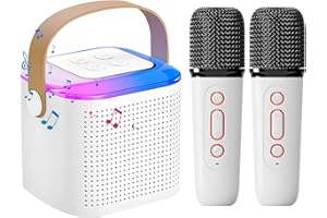 Olycism Maszyna do karaoke dla dzieci z 2 mikrofonami, mini głośnik Bluetooth, urządzenie do karaoke i lampki LED, prezent na imprezę domową, prezent na Boże Narodzenie, zabawka dla dziewcząt i