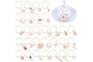 VICDUEKG 31 Pezzi Segnabicchieri Marcatori di Ciondoli per Bicchieri di Vino, Spiaggia a Tema Identificazione dei Tag Segna Bicchieri Calici Charms per Calici, Decorazioni per Feste Degustazione di Vini