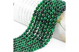 Ouubuuy 45pcs Green Tiger Eye Crystal Beads, 8mm Round, Gemstone Craft Beads for Jewelry Making
