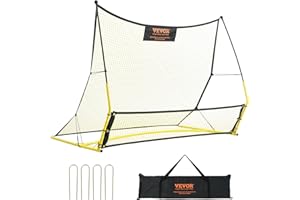 VEVOR 2 in 1 Fußball Rebound Doppelte Netze 180cm, Eisenrohr & PE-Netz Kinder & Jugendliche Verstellbar Fußballtor Kicker Gelb