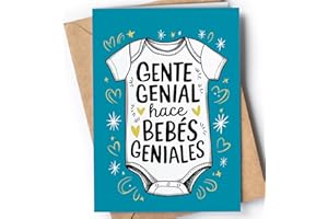 Greeting Cards for Everyone Tarjeta para nacimiento de bebe - Tarjeta para baby shower - Postal de nacimiento de bebé recién nacido - Tarjeta para niño o niña recién nacido - Bebés Geniales