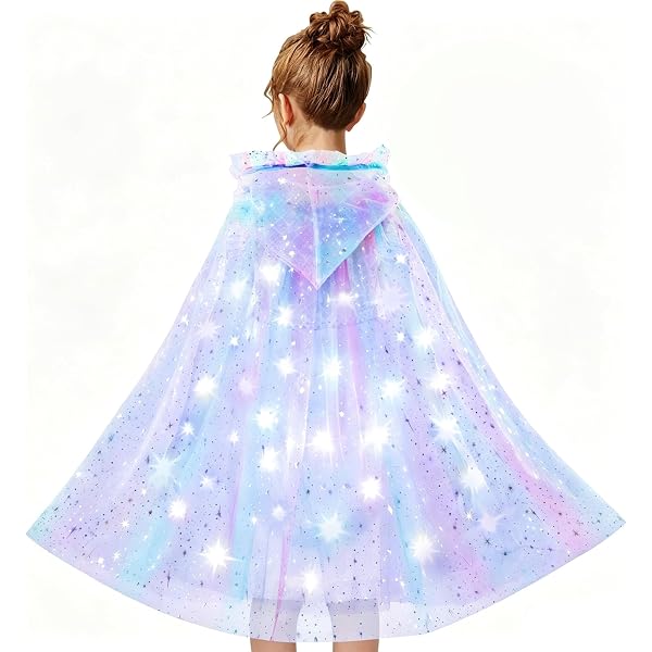 PHOGARY Cape Princesse Déguisement Coloré pour Fille - Costume Halloween, Noël, Carnaval, Cosplay, Fête, Anniversaire - Douce en Tulle pour Enfants (150