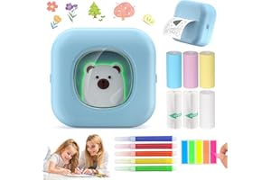 QYCHHJ Mini Sticker Printer Portable Printer with 6 Rolls Printing Paper Thermal Photo Printer Machine for Android or iOS APP Portable Wireless Note Printer