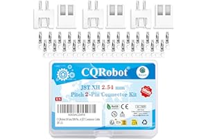 CQRobot JST XH 2,54 mm Paso 2-Pines Conector IC Enchufe Macho, Receptáculo Hembra Carcasa y T Forma Engarce Terminal Suite. 50 Juegos / 200 Piezas Cable a Placa Cable Adaptador Componentes.