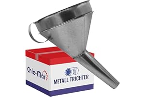 Chle-Mar - Benzin Metall Trichter mit Sieb | Öltrichter Auto & Kfz Einfülltrichter Groß | Robuster Metalltrichter mit Griff | Für Benzin, Motoröl & Technische Flüssigkeiten | Großer Öl Trichter Adblue