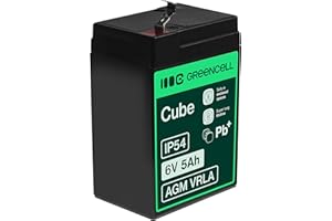 Green Cell Batería AGM VRLA 6V 5Ah - Batería sellada sin Mantenimiento para Sistemas de Alarma, UPS y Dispositivos electrónicos - Alta Durabilidad y Rendimiento confiable