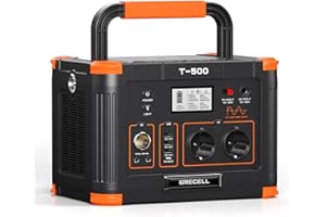 GRECELL Portable Power Station 500 W (Peak 1000 W), 519 Wh Solar Generator for Outdoor Use Backup Battery Pack with 2 230 V AC Outputs, 10-Port Powerhouse for RV Camping Fishing Road Trip Home Emergency