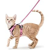 rabbitgoo Anti-Escape Cat Harness with Leash 150 cm, Adjustable Reflective Cat Harness, Soft Breathable Mesh Fabric Vest, Sma