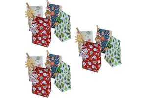 N NUEVAS IDEAS 12 PCS Bolsas de Navidad - Cajas Regalo Navidad - Bolsas cumpleaños infantil - Bolsas regalo para chuches, detalles, dulces - Con etiquetas de Navidad para cerrar y colgante de cartón